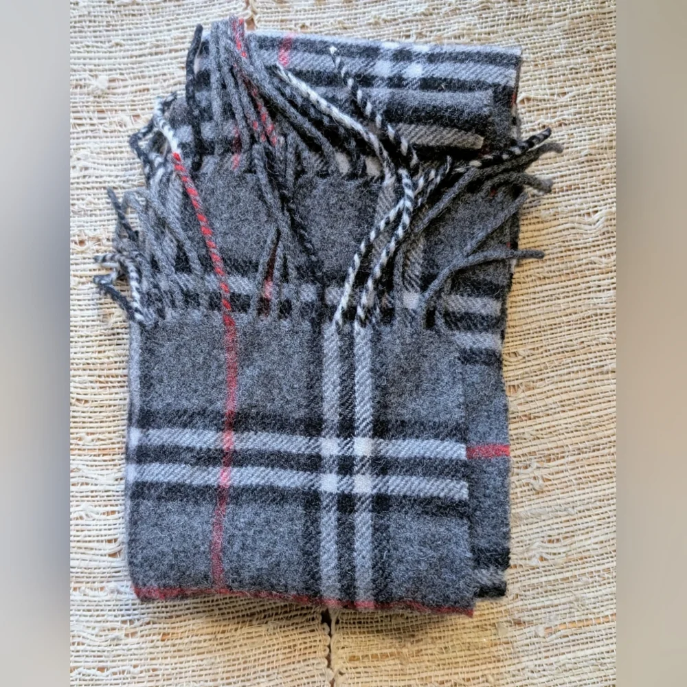 Auth Burberry Lambswool Classic Nova Check Scarf in Grey 🏴󠁧󠁢󠁥󠁮󠁧󠁿